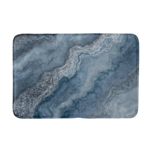 Navy Blue Grey Light Blue White Contemporary Bath Mat