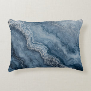 Navy Blue Grey Light Blue White Contemporary Decorative Cushion