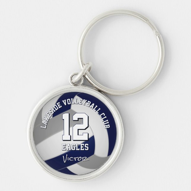 navy blue grey volleyball team colours athlete nam key ring (Front)