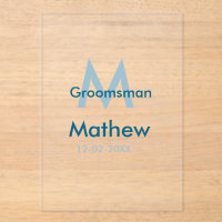 Navy blue groomsman name letter date masculine per