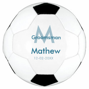 Navy blue groomsman name letter date masculine per football