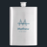 Navy blue groomsman name letter date masculine per hip flask<br><div class="desc">design</div>