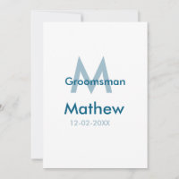 Navy blue groomsman name letter date masculine per