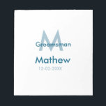 Navy blue groomsman name letter date masculine per notepad<br><div class="desc">design</div>
