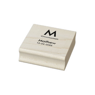 Navy blue groomsman name letter date masculine per rubber stamp