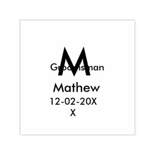 Navy blue groomsman name letter date masculine per self-inking stamp