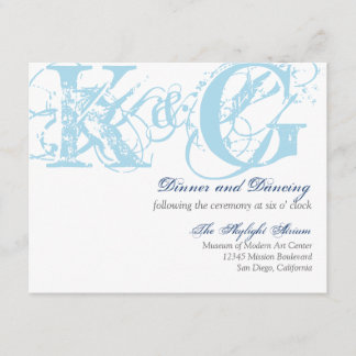 Navy blue grunge distressed reception enclosure card