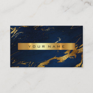Navy Blue Grungy Gold Marble Vip Business Card
