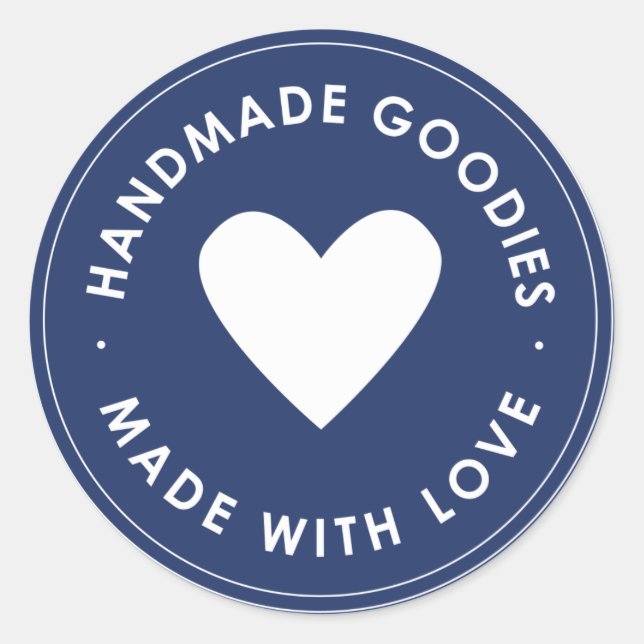 Navy Blue Handmade Goodies Sticker (Front)