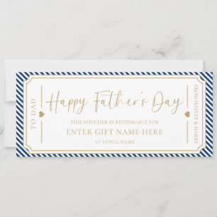 Navy Blue Happy Father's Day Gift Voucher Card