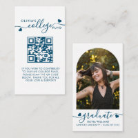Navy Blue Heart Script QR Code College Fund Photo