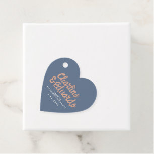 Navy blue heartRetro Handwriting Green  Favour Tag