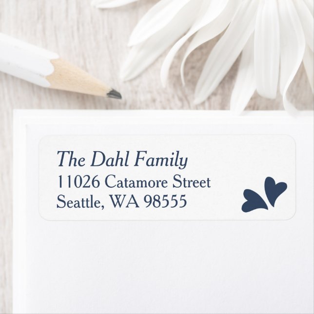 Navy Blue Hearts Address Label Sheet (Insitu)