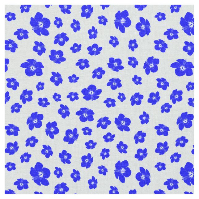 Navy Blue Hibiscus Floral Fabric (Close Up)