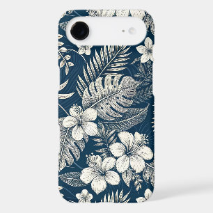 Navy Blue Hibiscus Monstera Tropical Botanical