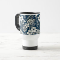 Navy Blue Hibiscus Monstera Tropical Botanical