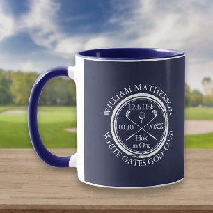 Navy Blue Hole in One Personalised Golf Mug