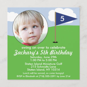 Navy Blue Hole in One Photo Mini Golf Party Invitation
