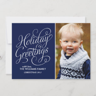 Navy Blue Holiday Photo Card
