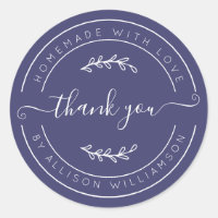 Navy Blue Homemade Thank You Label