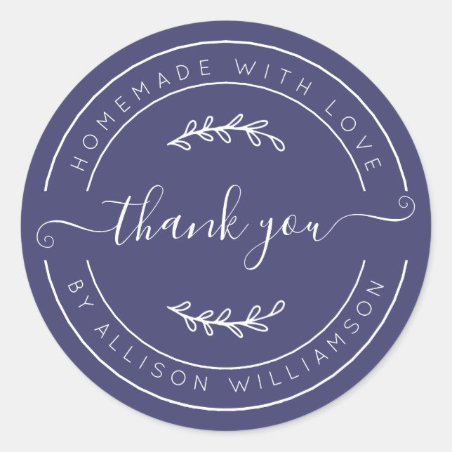 Navy Blue Homemade Thank You Label (Front)