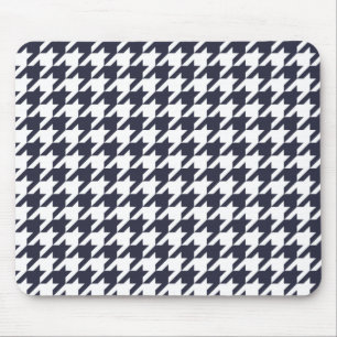 Navy Blue Houndstooth Mouse Mat