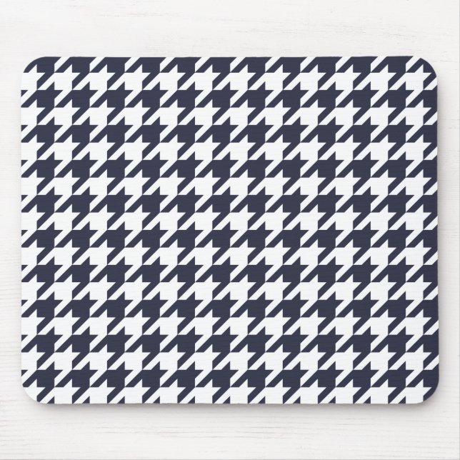Navy Blue Houndstooth Mouse Mat (Front)
