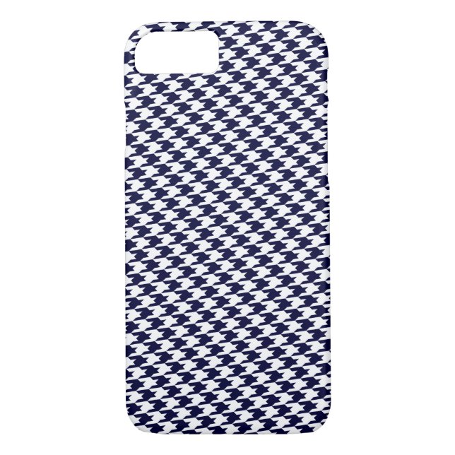 Navy Blue Houndstooth Pattern iPhone 7 Case (Back)