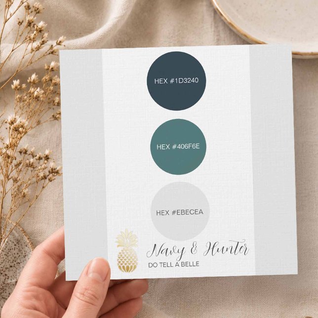 Navy Blue & Hunter Green Colour Palette Card (Wedding color palette navy blue and hunter green)
