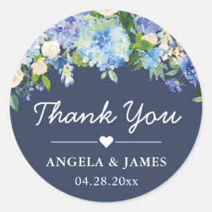 Navy Blue Hydrangeas Floral Wedding Favour Seal