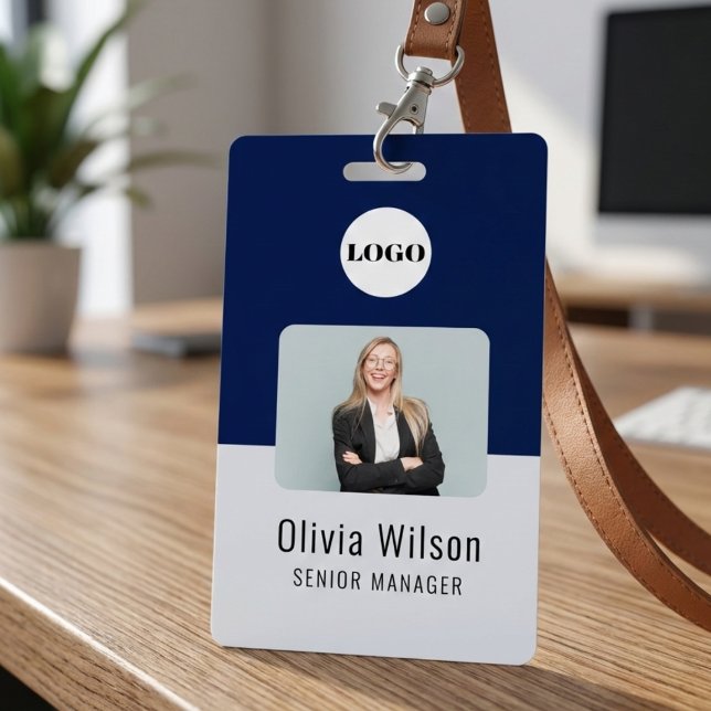 Navy Blue ID Card | Custom Logo Employee Photo ID Badge (Creator Uploaded)