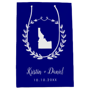 Navy Blue Idaho Map Wedding Welcome Swag Medium Gift Bag
