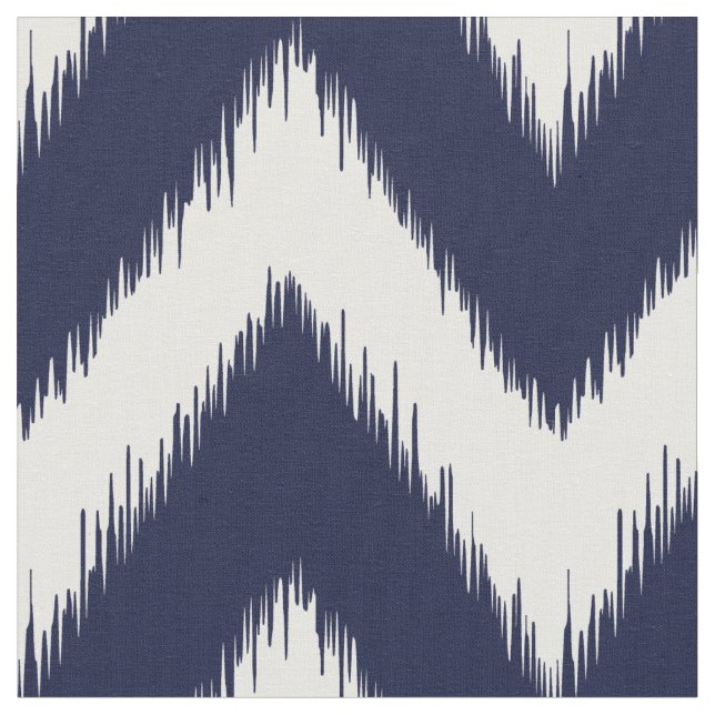 Navy Blue Ikat Chevron Fabric (Close Up)