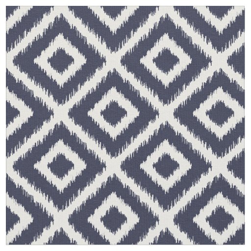 Navy Blue Ikat Diamonds Fabric | Zazzle