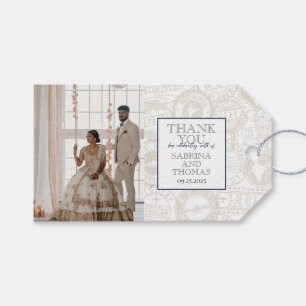 Navy Blue India Wedding Photo Gift Tags