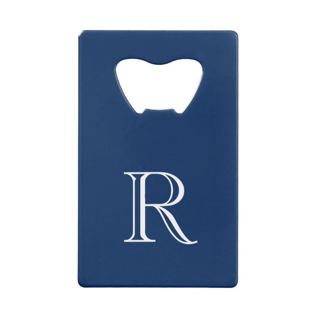 Navy Blue Initial Stainless Steel Bottle Opener (Front)