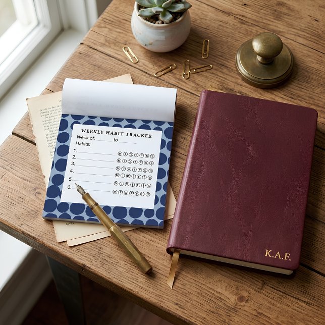 Navy Blue Ink Dot Weekly Habit Tracker Post-it Notes (Creator Uploaded)