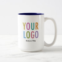 Navy Blue Inner Business Logo Mug Custom Name 15oz