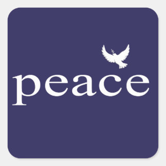 Navy Blue Inspirational Peace Quote Square Sticker