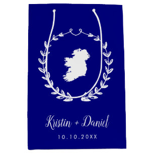 Navy Blue Ireland Map Wedding Welcome Swag Medium Gift Bag