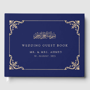 Navy Blue Islamic Muslim Wedding Guest Book