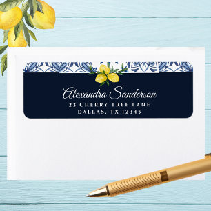 Navy Blue Italian Lemon Return Address