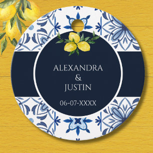 Navy Blue Italian Mediterranean Wedding Thank You Favour Tags
