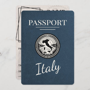 Navy Blue Italy Passport Save The Date