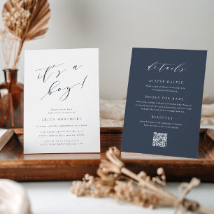 Navy Blue "It's a Boy" All in One Baby Shower Invitation