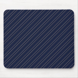Navy Blue Ivory Gold Pinstripes Mouse Mat