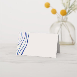 Navy Blue Ivory Seaside Modern Minimalist Wedding Place Card