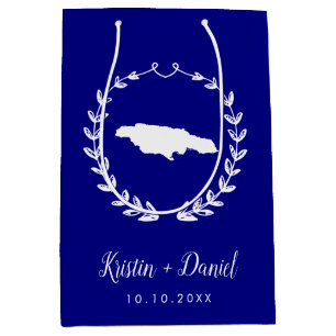 Navy Blue Jamaica Map Wedding Welcome Swag Medium Gift Bag
