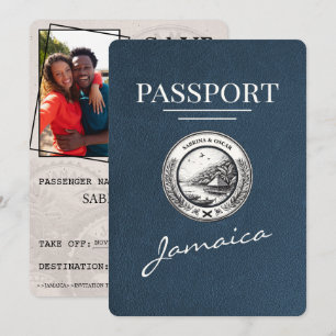 Navy Blue Jamaica Passport Save The Date