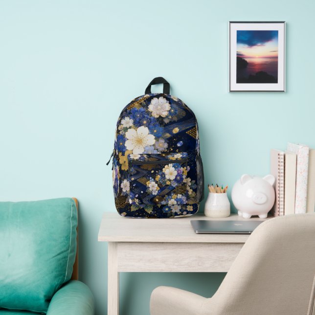 Navy Blue Japanese Sakura Kimono Backpack (Insitu)